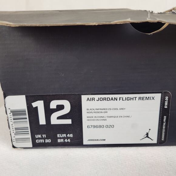 Air Jordan Flight Remix black and cool grey mens Size 12 sneakers 2014